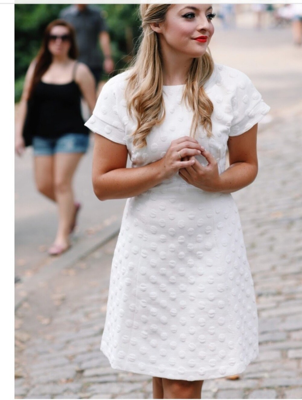 Boden Mollie Jacquard White Polka Dot Knit Midi Dress Sz 8 - Picture 1 of 9